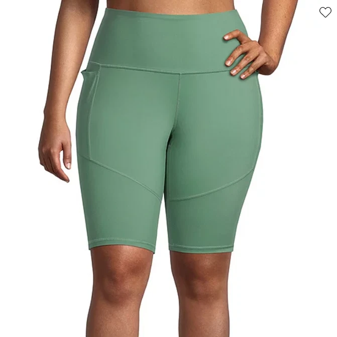 Xersion Womens Quick Dry Plus Bike Short Size 1X New Msrp $44.00 Harbor  Green