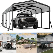 💯🆒12 x 24 FT Metal Carport W/Galvanized Steel Roof for Tractors Trucks Cars Bo
