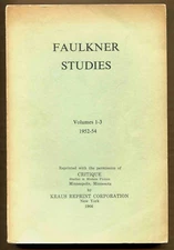 FAULKNER STUDIES VOLUMES 1-3 1952-54, author unspecified -1966 -1st printing