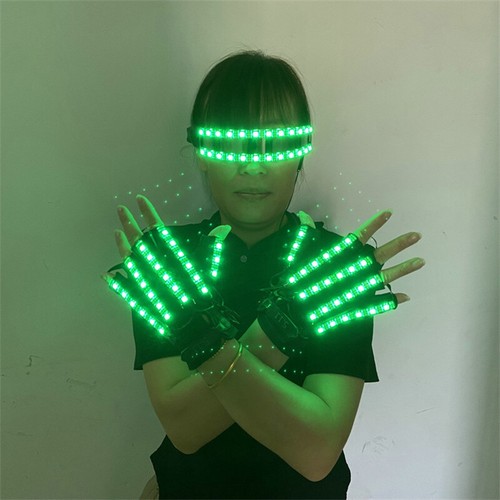 Guantes de gafas brillantes con luz de color LED RGB fiesta bar DJ bailarín escenario espectáculo accesorios  - Imagen 23 de 24