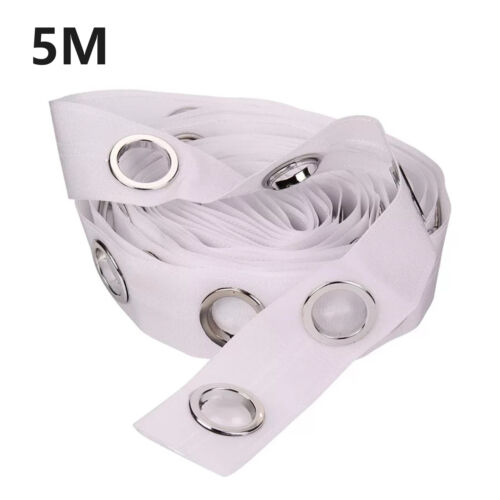 5/10M 40mm White Curtain Blinds Heading Sewing Tape W/ 40/80 Round Eyelet Rings - Picture 12 of 13