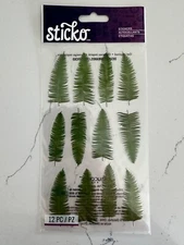 Sticko Autocollant 12 PC Green Ferns Scrapbooking Cards Crafts Decoration
