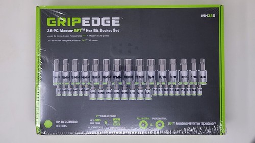 Gripedge 38 Pc Master RPT Hex Bit Allen Socket Set Metric & SAE MH38S Sealed New - Picture 7 of 9