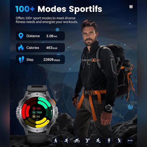 Luxus Smartwatch Herren für Samsung Taktisch Militär Bluetooth Anruf Blutdruck - Zdjęcie 16 z 18