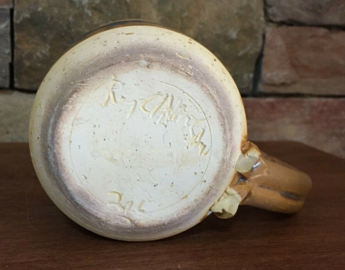 Hand Spun~Pottery~3½" Coffee Mug~Drip Glazed~Signed image 4