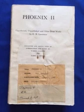 PHOENIX II - UNCORRECTED PROOF OF U.K. EDITION BY D.H. LAWRENCE