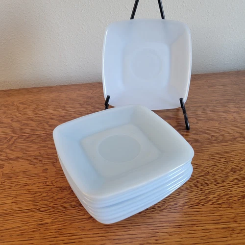 Vintage Fire King Delphite Blue Azurite Charm Square Saucer Plates Collectible