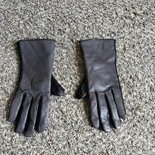 VTG Genuine Leather Fleece Lined Gloves Size XL Thinsulate 40 Gram Gray Black
