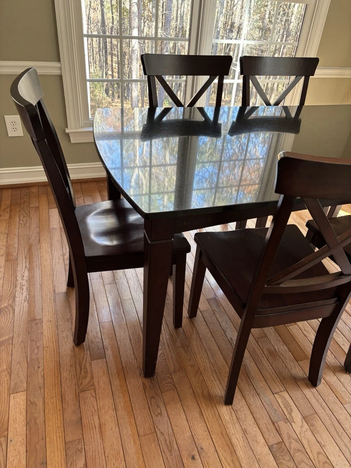 7-piece Breakfast Dining Set Granite Table Top With Six Chairs - Image 2 of 4
