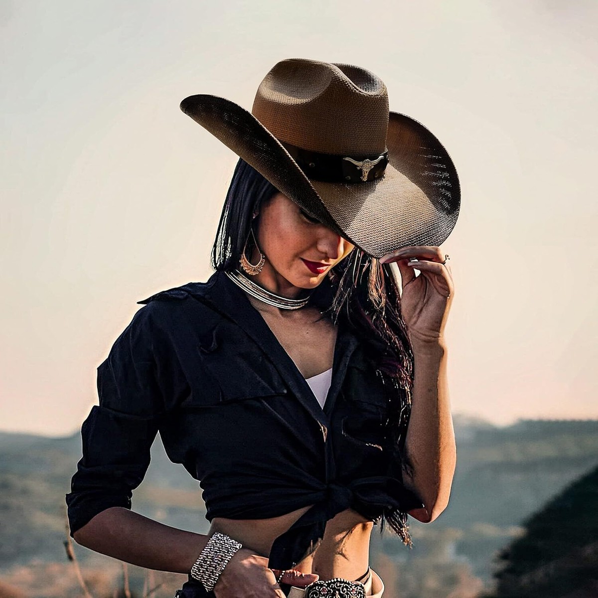 3594 Cowboy Hat For Women And Men- Straw Cattleman Crease Western Hats Men main image 4