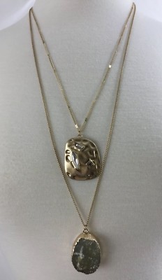 Lane Bryant Womens Necklace Two Layer Pendant Gold Tone NEW