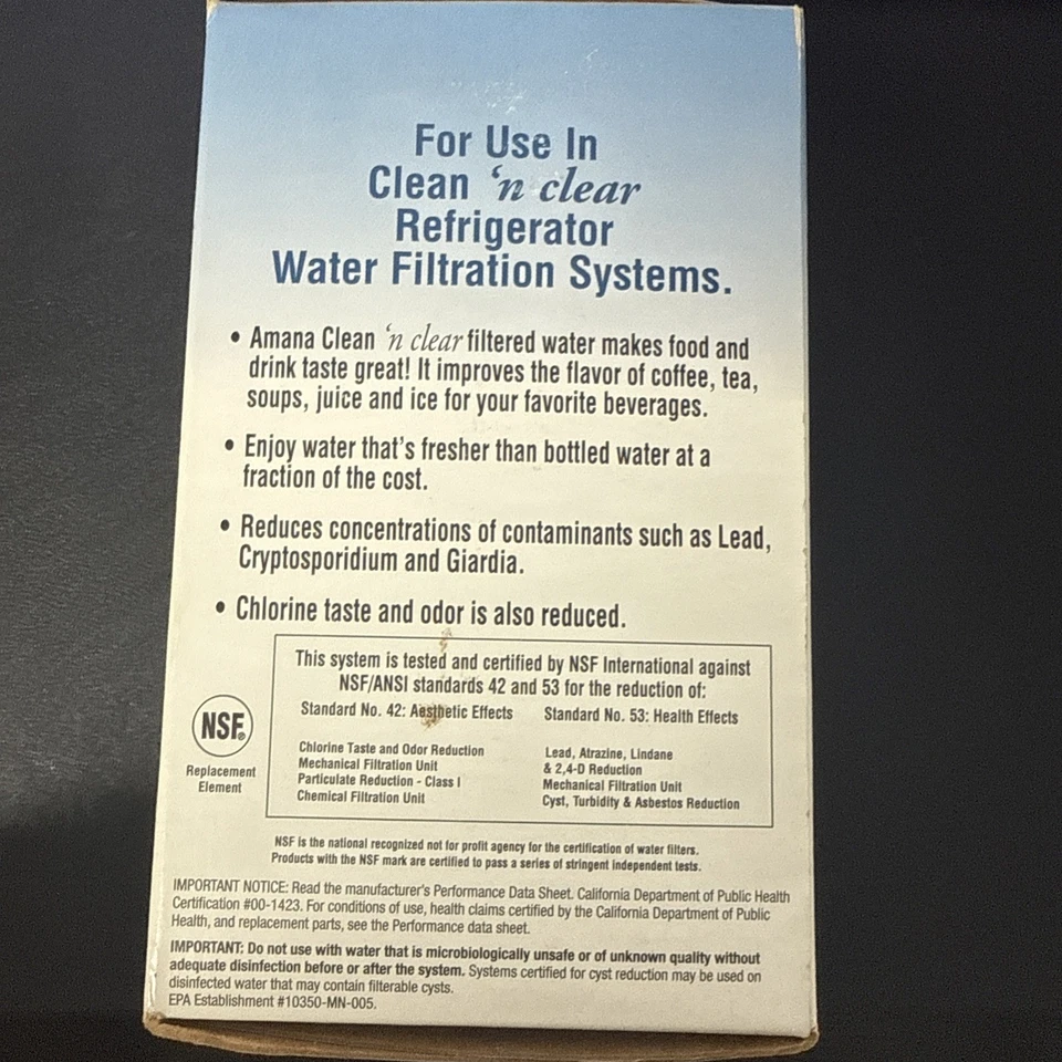 Amana Clean 'n Clear Refrigerator Replacement Cartridge Filter WF401S Model WF40 - Image 2 of 4