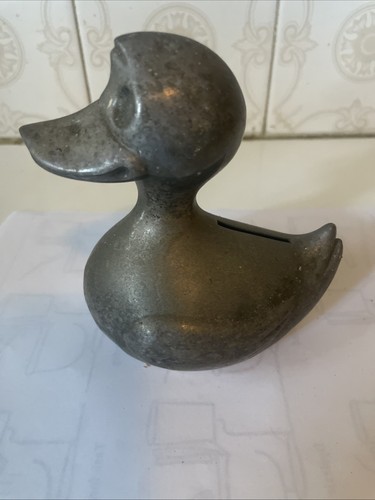 Vintage 1960s? Metal Piggy Bank Duck Money Box - Denmark JHS Jorgen Steffesen
