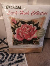 Orchidea Latch hook cushion kit Floral Pink Flowers 4085 Vintage crafting New