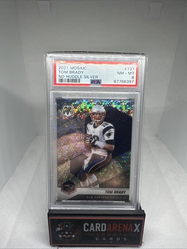 Panini 2021 Mosaic Tom Brady No Huddle Silver Mosaic Prizm Patriots PSA 8 (POP1)