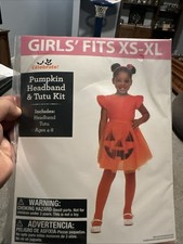 Girls Halloween Costume Pumpkin Headband Tutu Kit New Xs-xl
