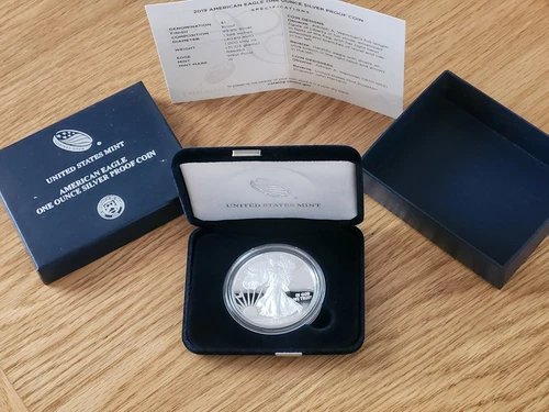 2019 AMERICAN SILVER EAGLE PROOF COIN W COA AND BOX WEST POINT MINT