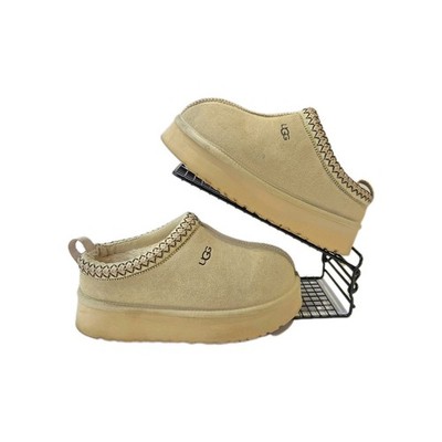 UGG Tazz 2 Tasman Plateau-Hausschuhe Wildleder Lammfell sandfarben Damen UK sechs 6 