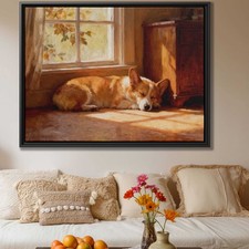 Corgi Oil Painting Canvas Print Dog Artwork Living Room Wall Decor Pet Art