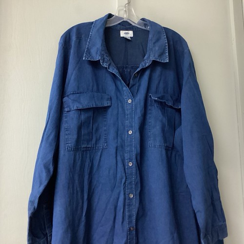 Old Navy CLASSIC Shift Shirtdress Cotton Medium Wash Plus Size 30 Long Sleeve - Picture 11 of 23