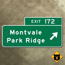 New Jersey parkway exit 172 Montvale Park Ridge road highway sign Garden 24x12