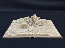 Handcrafted Folded Book Art Sculpture 3D Butterflies Flowers "The Alibi"