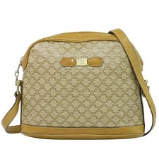 CELINE Macadam PVC Shoulder Crossbody Bag Beige Gold