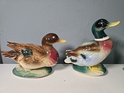 Vintage Lot of 2 Vicki Ceramic Mallard Ducks Made in Japan