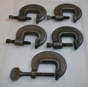 5 J.H. Williams & C0. No.1 Vulcan Heavy Service C Clamps USA Vtg Tool Machinist
