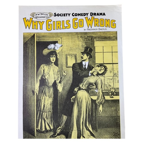 Vintage Theater Poster Why Girls Go Wrong Drama Reproduction - Picture 3 of 5