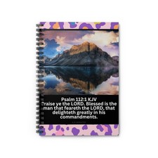Psalm 112:1 KJV Mountain Reflection Spiral Notebook  Ruled