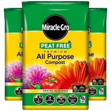 Miracle-Gro 150L Bulk Peat Free Compost Pack of 3 All Purpose Garden Soil