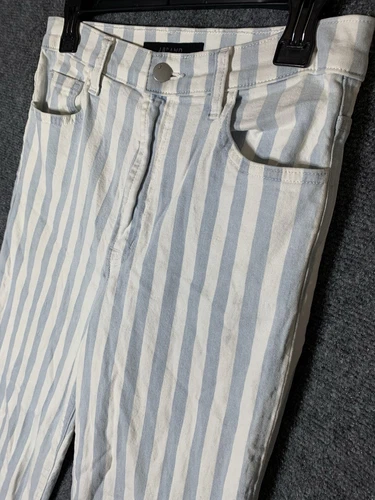 J BRAND Jules Striped High Rise Straight leg Jeans Size 28 Blue White Striped - Picture 9 of 23