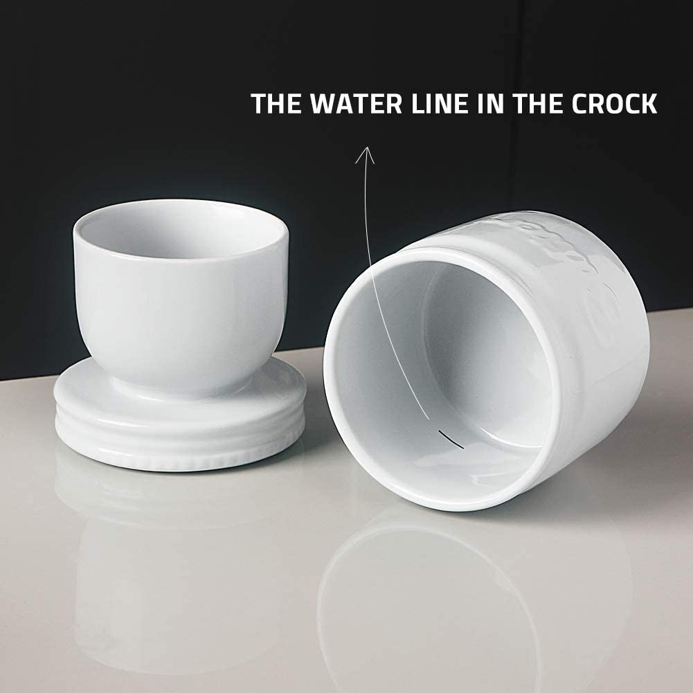 Sweejar Butter Keeper Crock French Ceramic Butter Dish White