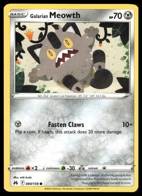 Galarian Meowth Common Crown Zenith 084/159 NM