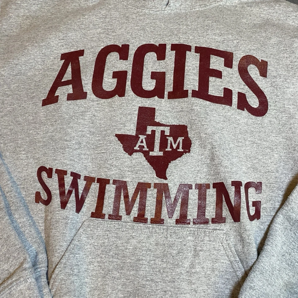 Texas A&M Aggies Hoodie Swim Team Sweatshirt Mens M Gray NCAA *Has Flaws* - Image 2 of 4