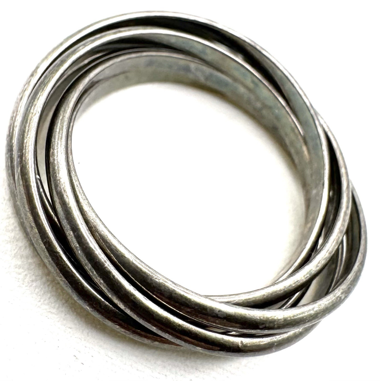 925 Sterling Silver Interlocking Ring 5 Band Sz 9… - image 1