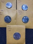 FIVE brilliant uncirculated 1943 Steel Pennies