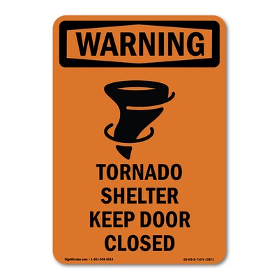 Tornado Shelter Keep ANSI Warning Sign Metal Plastic Decal
