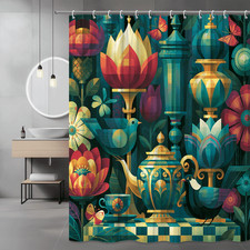 Floral Bird Butterfly Shower Curtain Abstract Garden Print