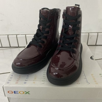 Geox Girls' Burgundy High Top Lace Up Sneakers Round Toe US Size 3