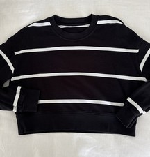 Lululemon Sweatshirt Black Striped Perfectly Oversized Cropped Crew 6/8