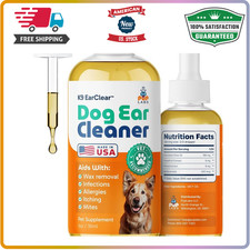Dog Ear Cleaner Drops Natural Treatment for Infection, Itching Wax, 1oz