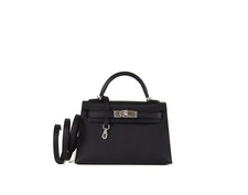Hermès Kelly Mini 20 Black Epsom Palladium H...