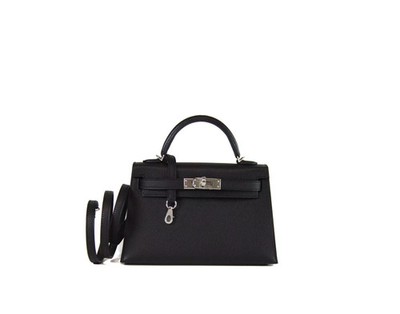 Hermès Kelly Mini 20 Black Epsom Palladium Hardware   Authentic Hermès Bag Rare
