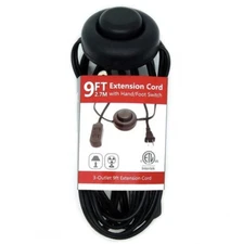9Ft 3 Outlet 2 Prong Indoor Foot Switch Power Extension Cord Cable With Pedal