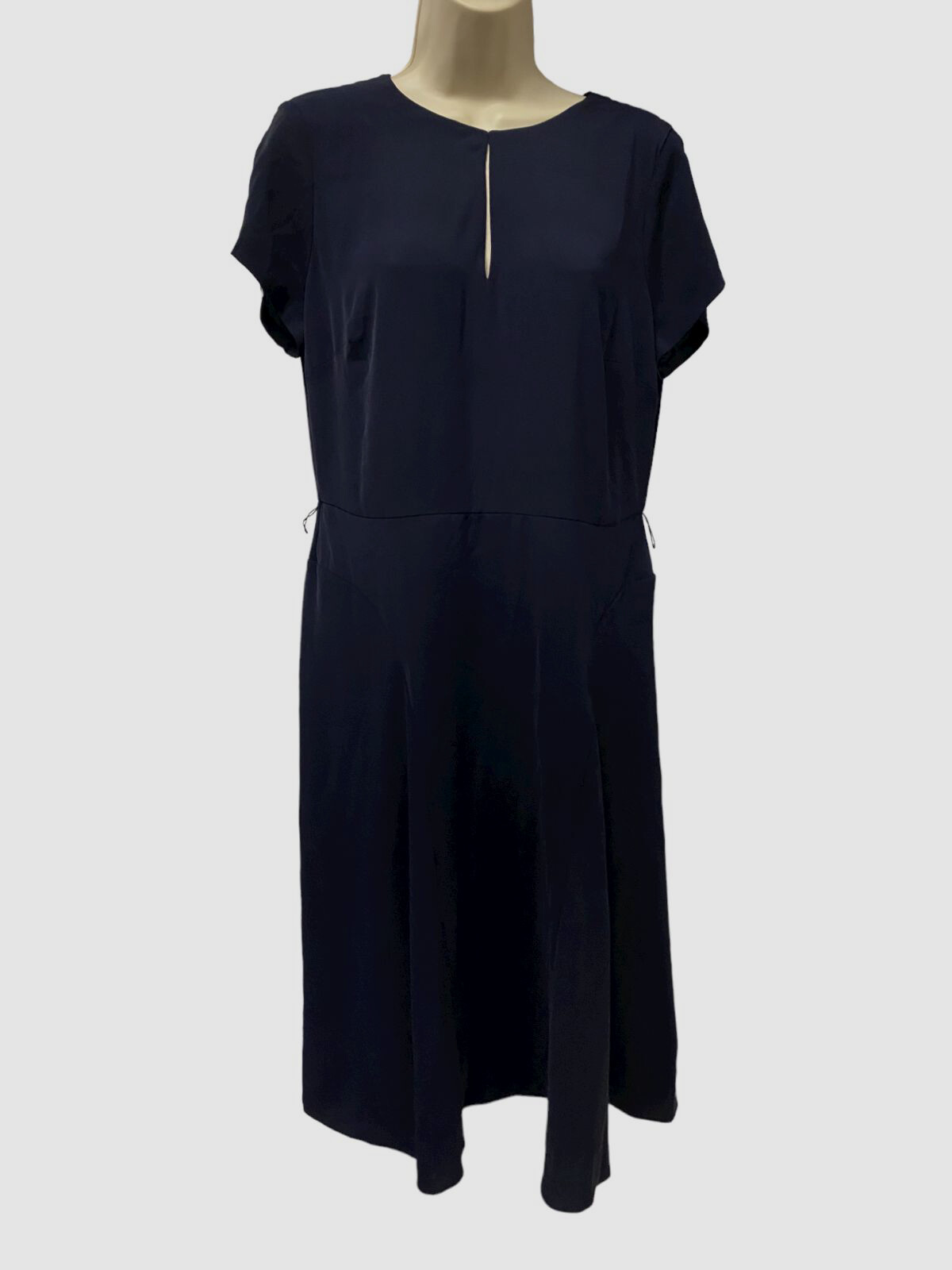 $145 Ralph Lauren Women's Blue Keyhole Neck Fit Flare A-line Dress Size 8