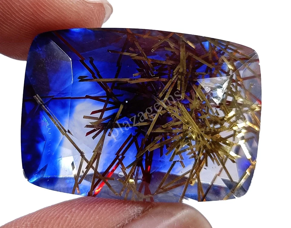 76.90 CT Cushion Goldan Rutilated Quartz Ametrine Doublet EGL Loose Gems 5MRG - Image 3 of 4