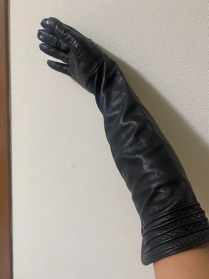 GUCCI Guantes Largos de Gamuza Negros Talla 7 Caja Incluida Para Mujer Hechos en Italia Auténticos Foto 3 de 3