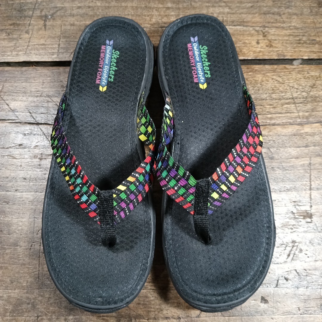 Skechers Sandals Womens Sz 11 Reggae Stir It Up 40781 Flip Flop